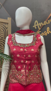 Indo Western Pink Party Wear Palazzo set