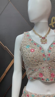 Half White Full Work Lehanga set