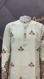 Mint Green Embroidery  Work Mens kurta set