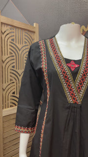 Pure cotton - Black Embroidery Kurti set