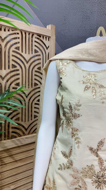 Party Wear Sharara Set Size 36 with Gold Zari Embroidery Work
