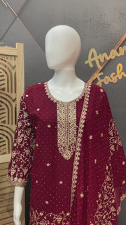 Plus Size Party Wear Maroon Sharara set