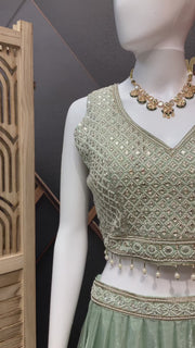 Pastel Green Party Wear Lehenga set