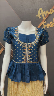 Blue Pattu Pavada set