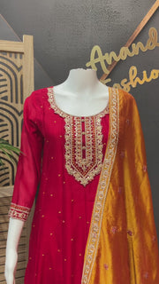 Red Anarkali Party Wear Kurti set