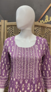Pure Cotton- Lavender Long Anarkali Kurti