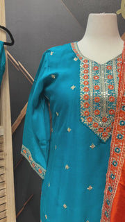 Plus size Blue Party Wear kurti set