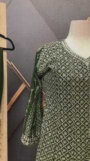 Plus Size Green Georgette Anarkali Kurti set-size 46