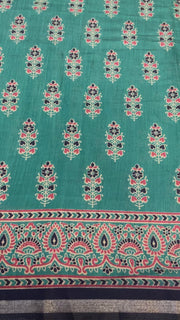 Soft and Lightweight Ajrakh Print Sarees with Stitched Blouse Fall Pico Done Saree with Stitched Blouse