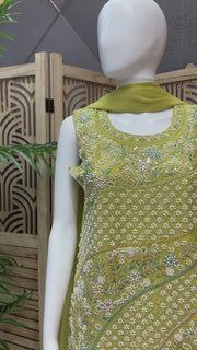 Teenage Girls Green Patiala Suit