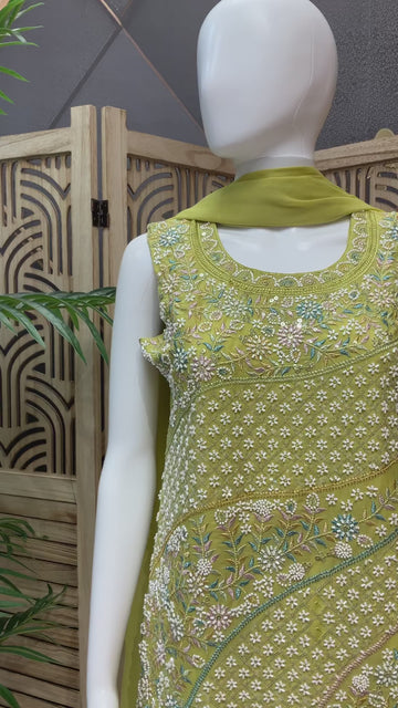 Teenage Girls - Green Patiyala Suit/ Kurti set