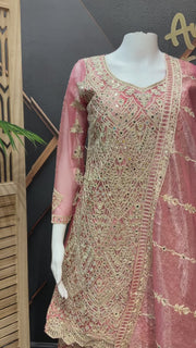 Pastel pink Full Work Palazzo sets