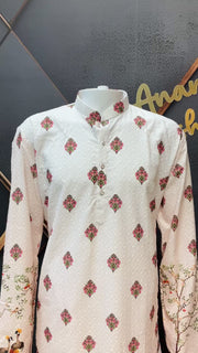 Digital print Embroidery Work  Mens kurta set