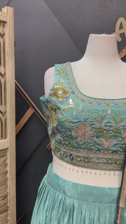 Women's Pastel Lehenga Set with Embroidery Work