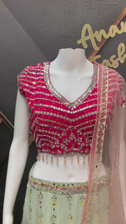 Georgette Lehenga Set with Floral Embroidery