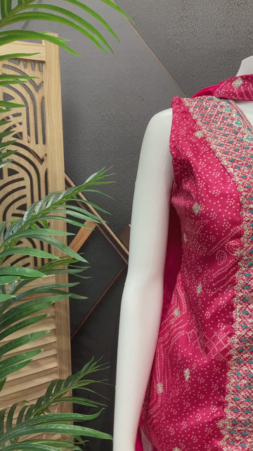 Pink Bhandhini Sharara Set - High Low Style Party Wear