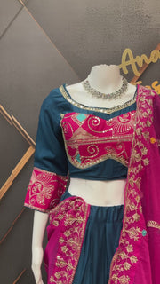 Teal Blue Pure Cotton Chaniya Choli set