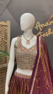 Wine - Party Wear Lehenga set