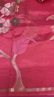 Peach color Paper Silk Saree with stitched blouse