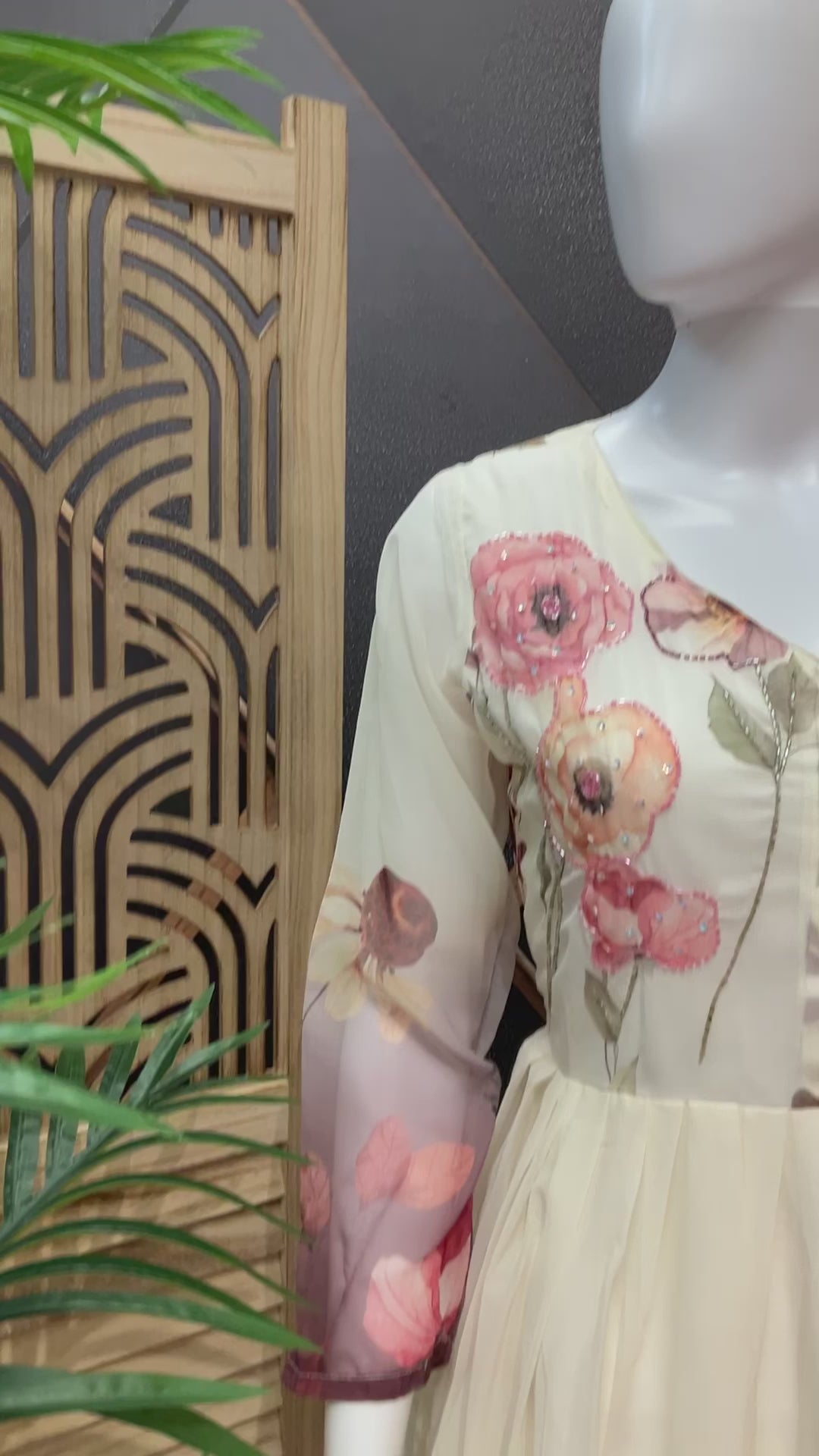 Half White Floral Long kurti with Dupatta