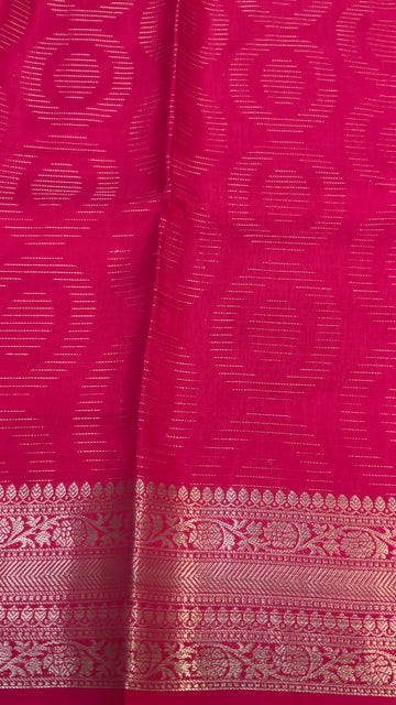 Pink Fancy Silk Saree with Contrast Blouse material