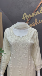 Collections Off White Sharara/Palazzo Set Embroidered Sharara Set