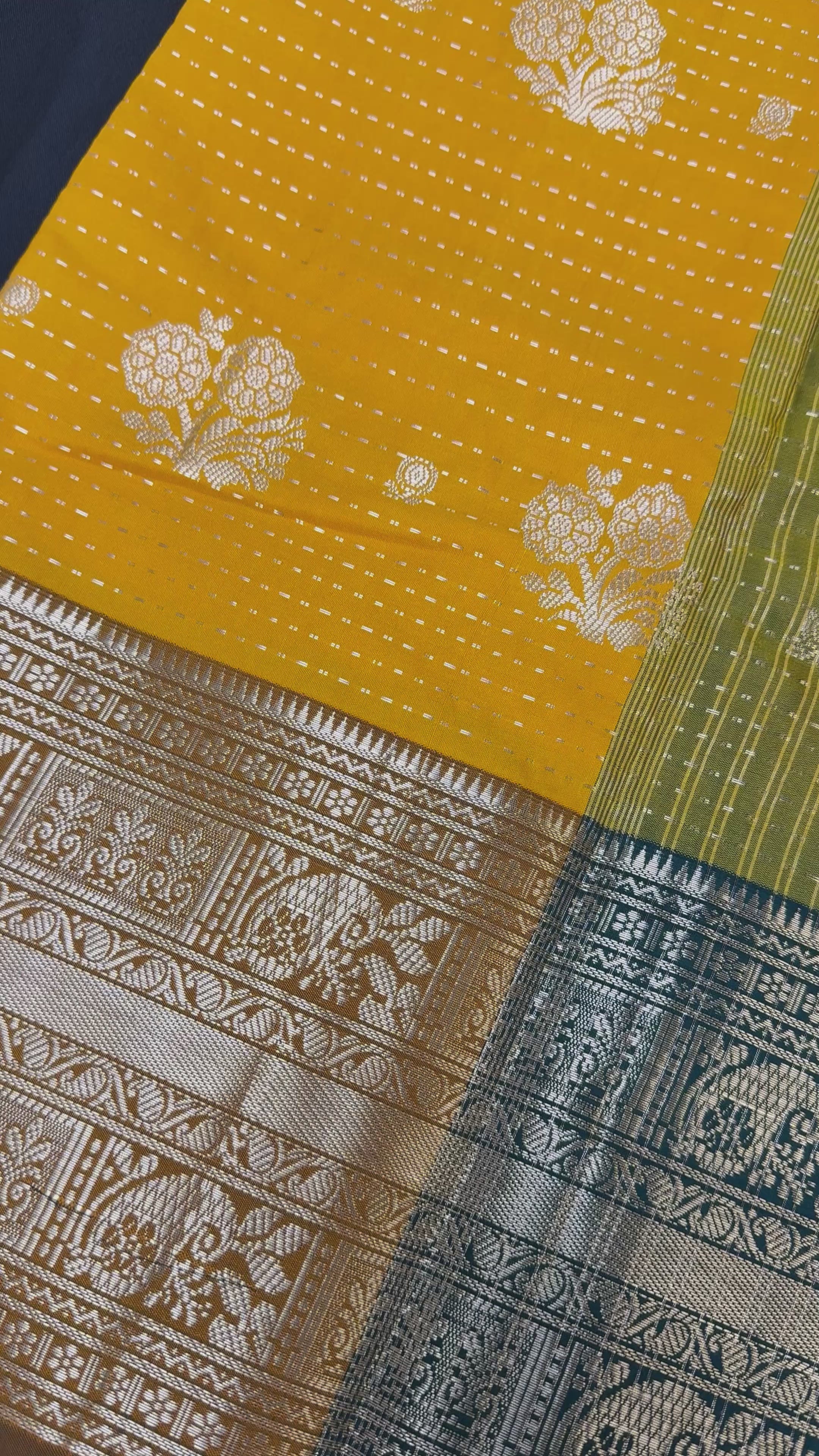 Yellow - Traditional Soft Silk Saree with Big Border