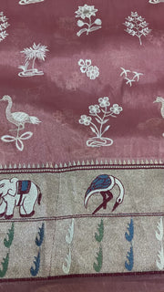 Orangza Tissue Saree with Embroidery Work & Stitched Blouse