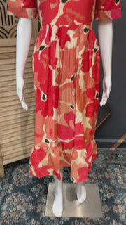 Orange Patterned Long Dress/ Kurti