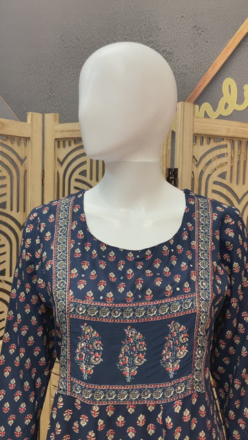Pure Cotton - Blue long kurti