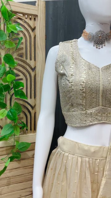 Half White Tissue Lehenga Set - Party & Wedding Wear