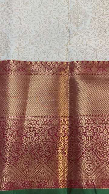 Semi Silk Half White & Red Border Saree