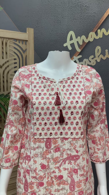 Pure Cotton Floral Kurti