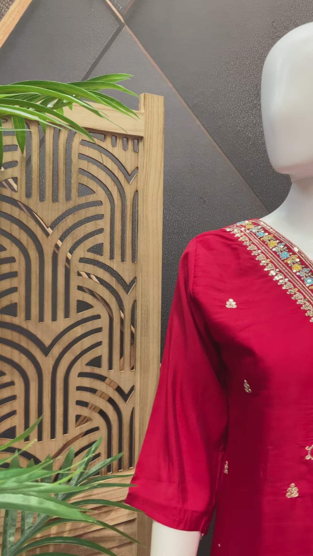 Red Embroidery work Kurti