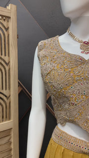 Mustard Yellow Party Wear Lehenga set