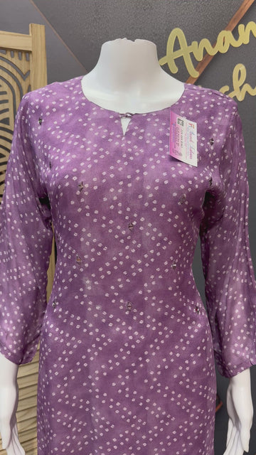 Purple - Chiffon Bhandini Kurti