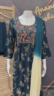 Women’s Peacock Blue Kurti Set