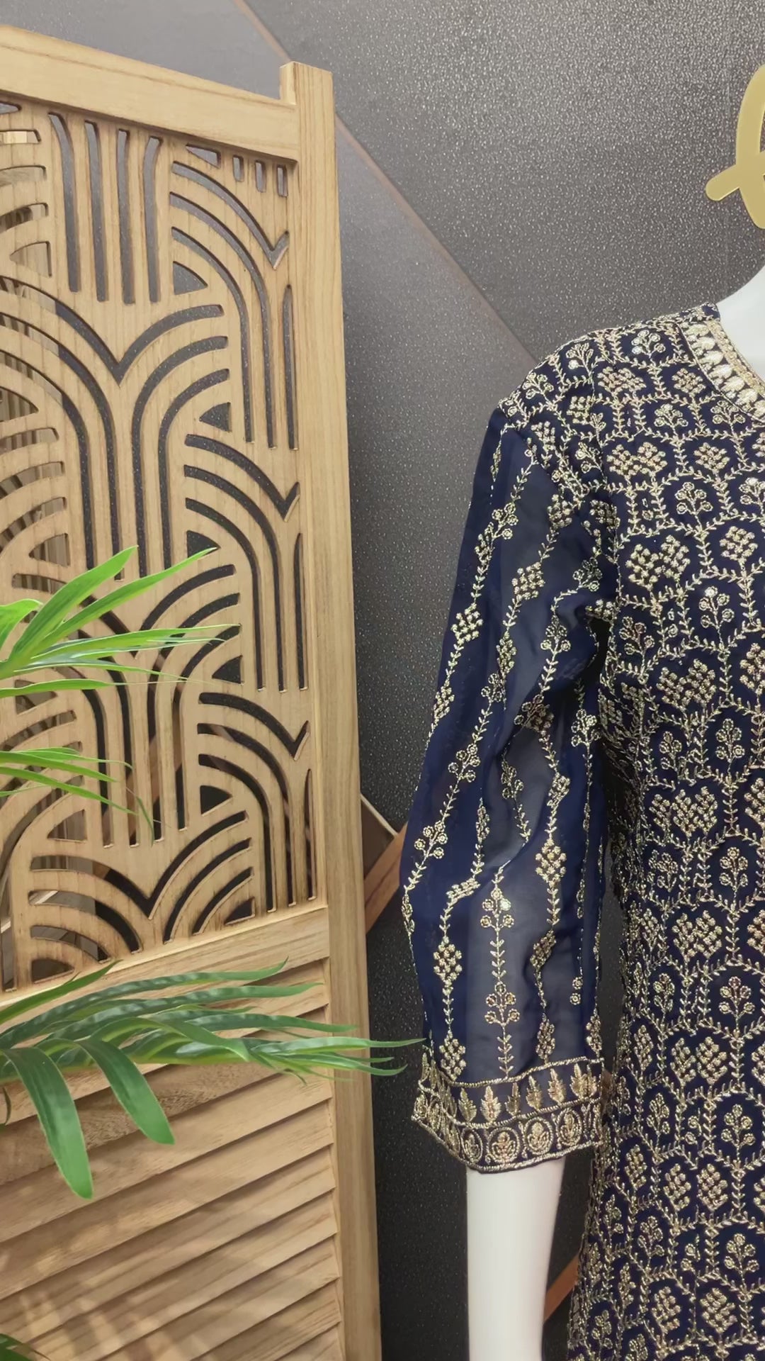 Extra Royal Blue Color- Heavy Work Georgette Anarkali Kurti set - Size 44