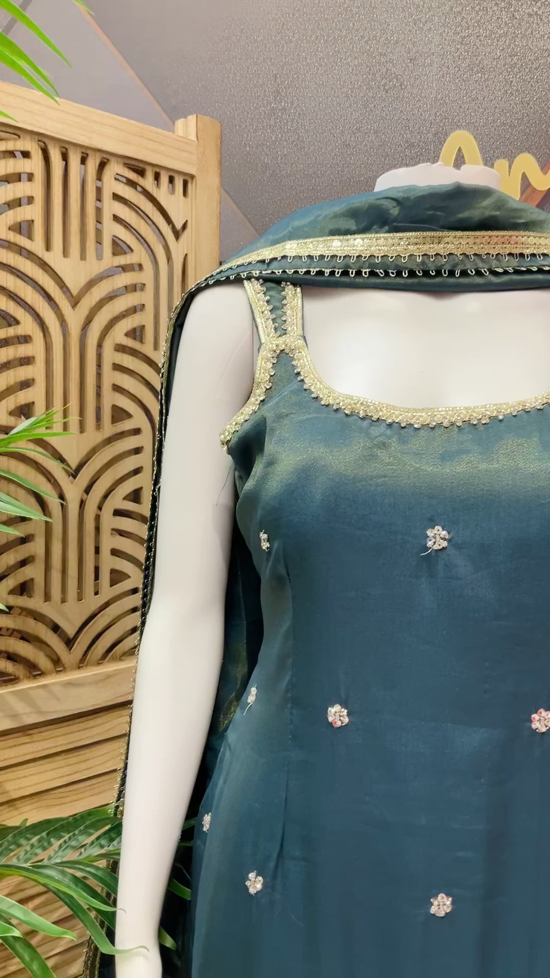 Sleeveless Tissue Sharara Set Size 40 - Designer Party Wear