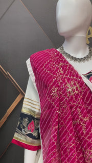 Women's Garba White Silk Chaniya Choli