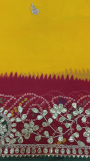 Yellow Georgette Bandhini saree