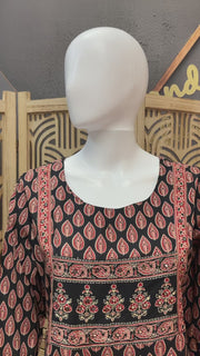 Pure Cotton Black Long Kurti