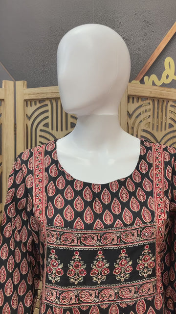 Pure Cotton - Black long kurti