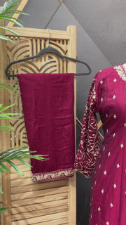Maroon Party Wear Anarkali Kurti set