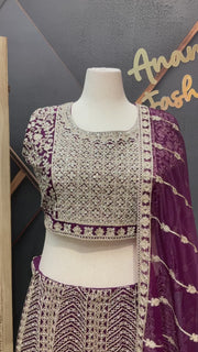 Plus Size Wine Heavy Work Lehenga sets