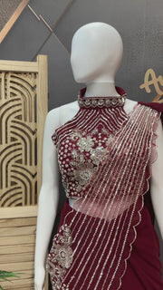 Ready to Wear Maroon Saree