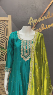 Blue Anarkali Party Wear  Kurti set