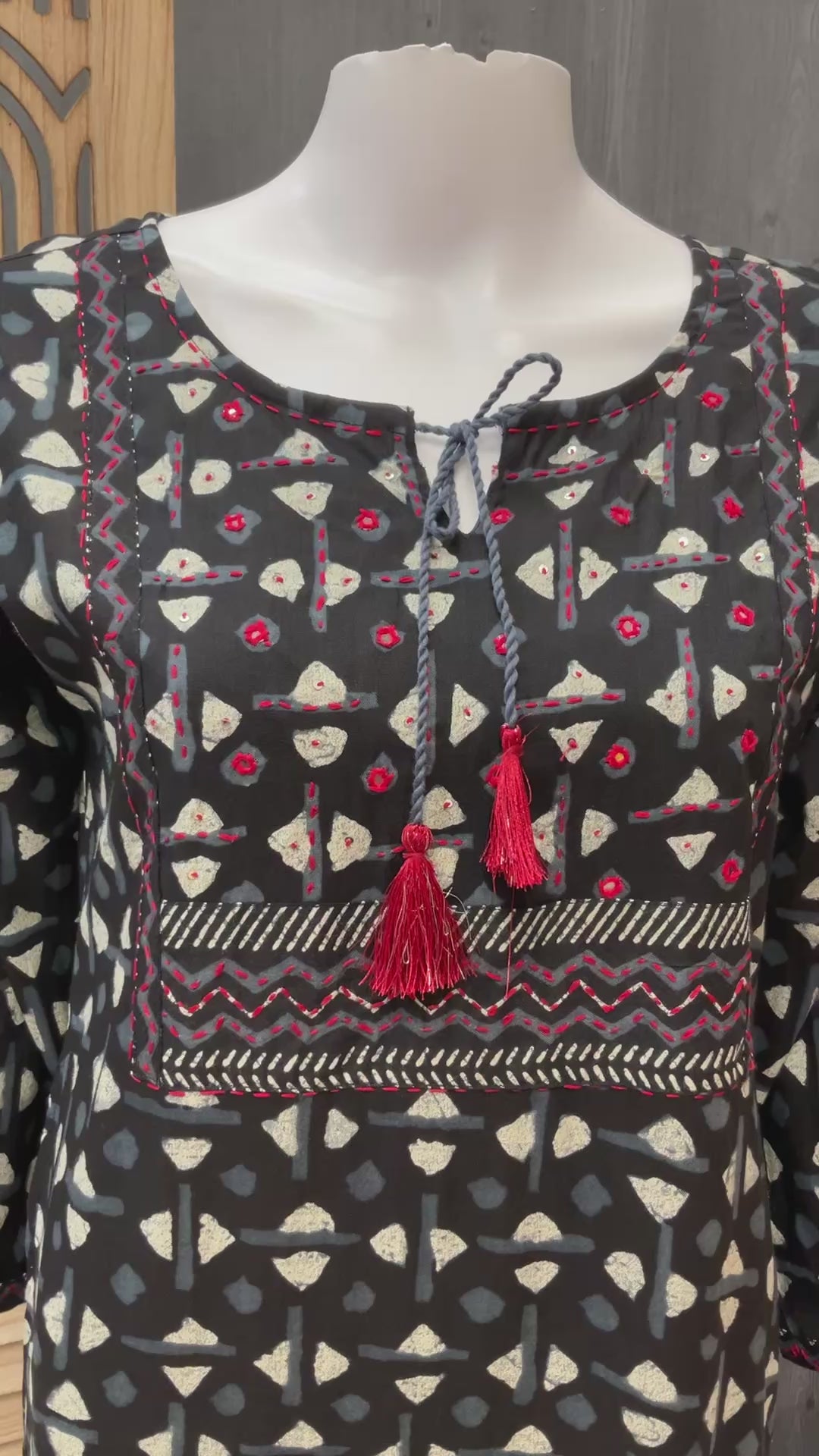 Black - Pure Cotton Kurti- Size 38