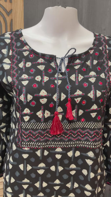 Black - Pure Cotton Kurti- Size 38