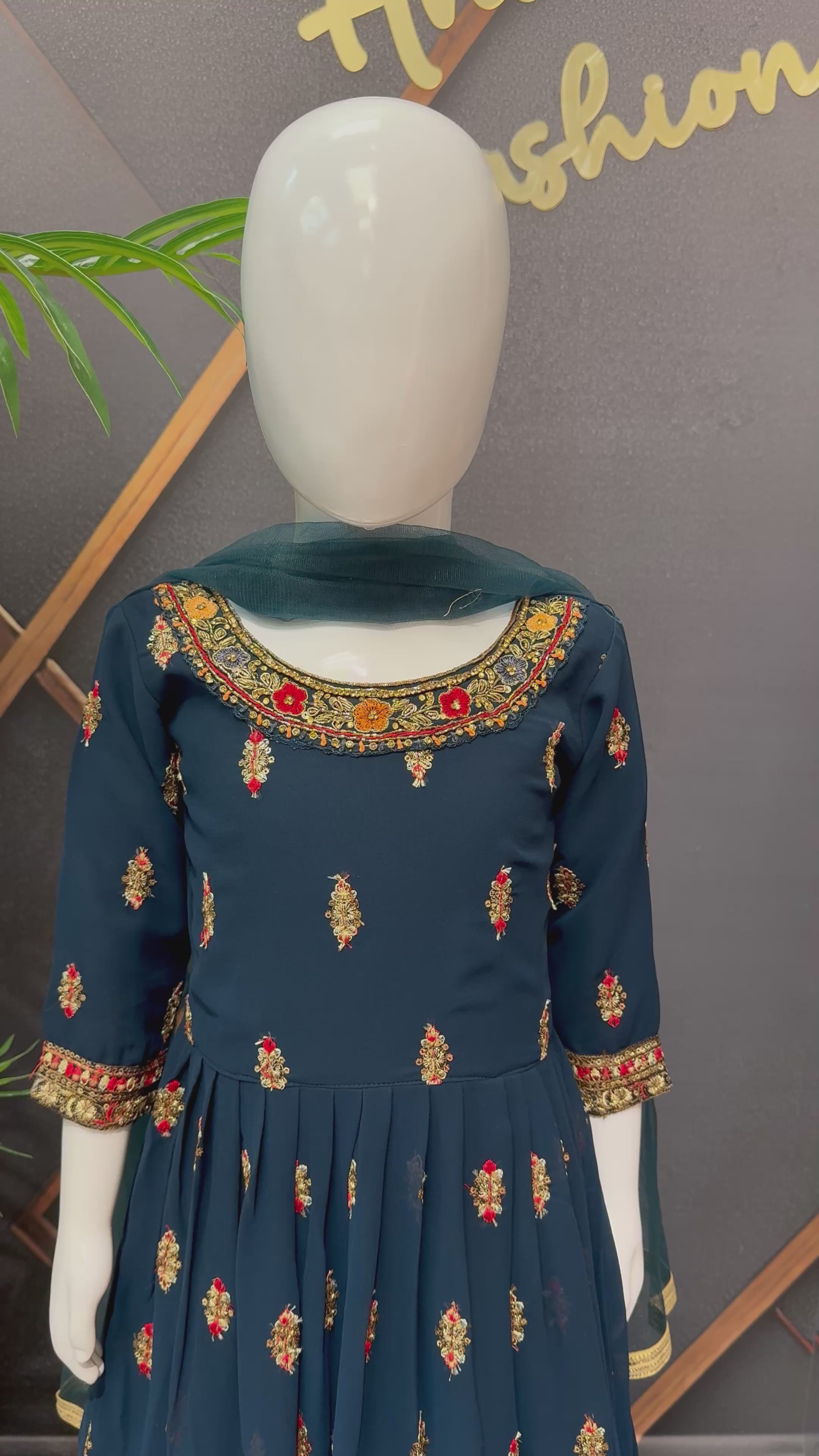 Little Girls Navy Blue Long Dress